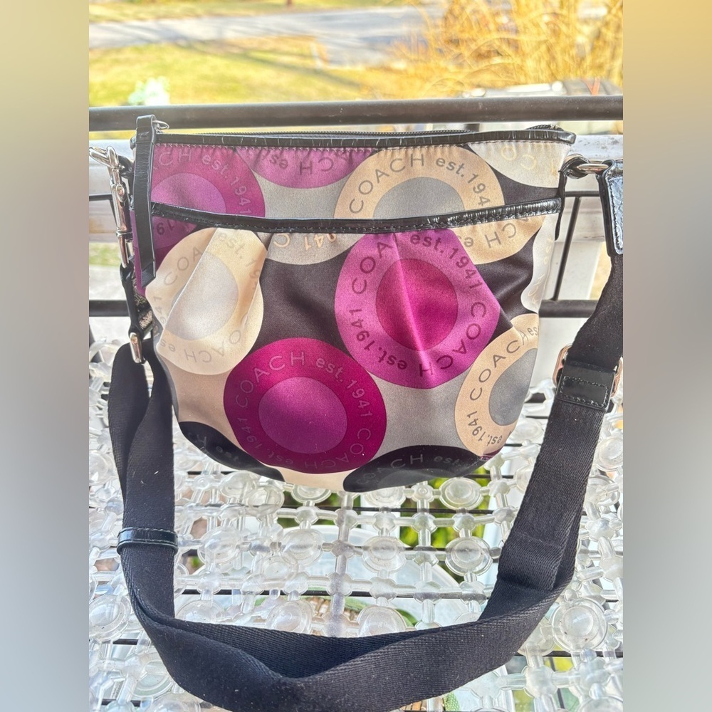 Coach Circle Purple printed adjustable Crossbody